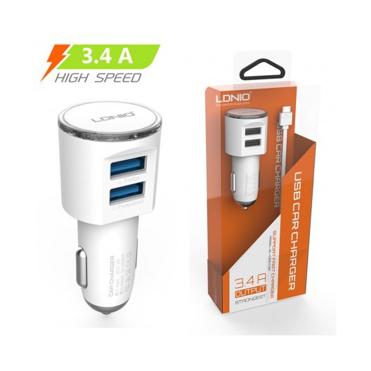 Car Charger LDNIO DL C29 Casan Mobil 3.4A - Kabel USB