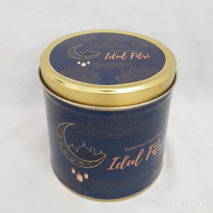 

MURAH Kaleng Bulat Cookies Wadah Lebaran / Idul Fitri T1010 - Biru