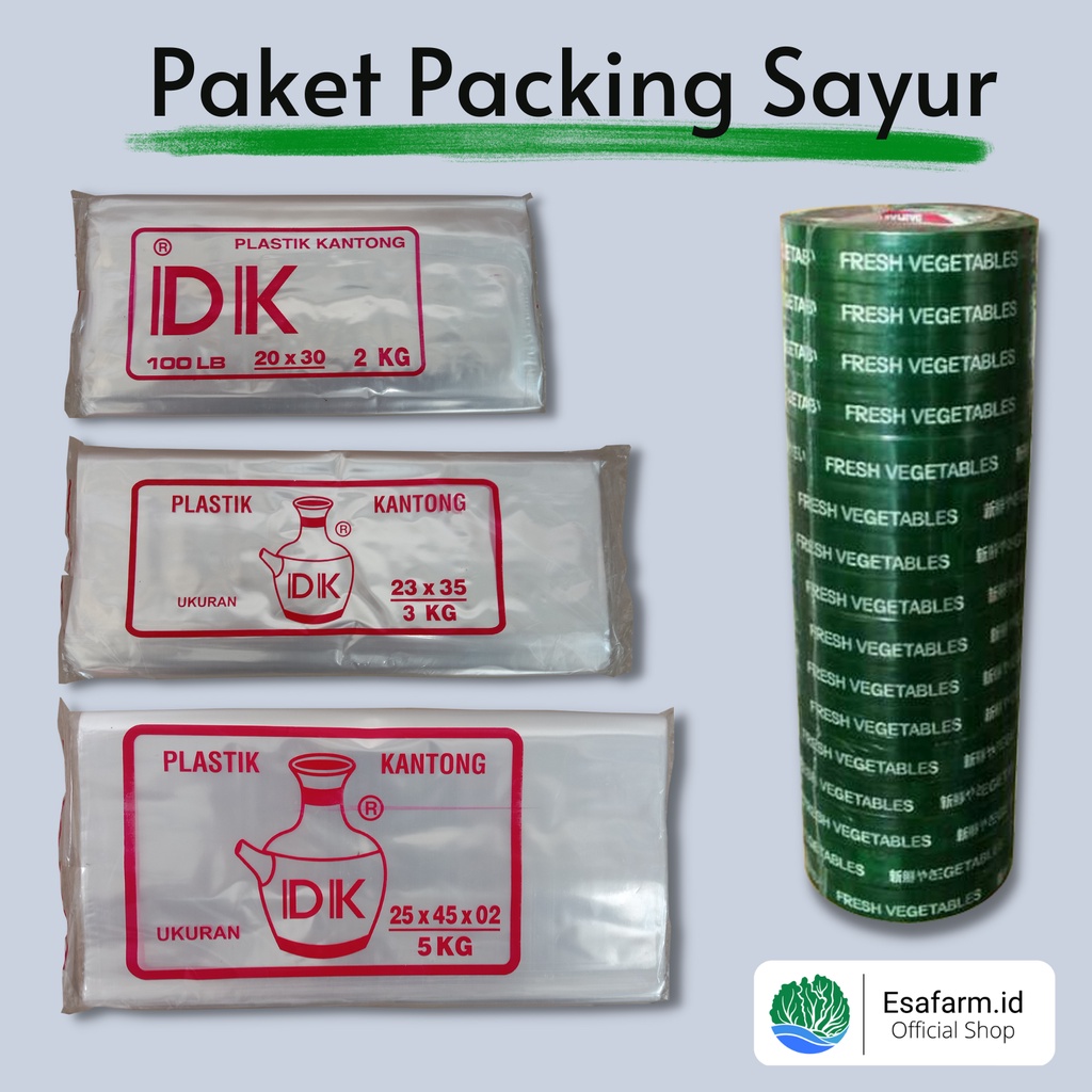 Paket Packing Kemasan Sayur (Plastik & Isolasi) Mempercantik Penampilan Sayur Menambah Nilai Jual