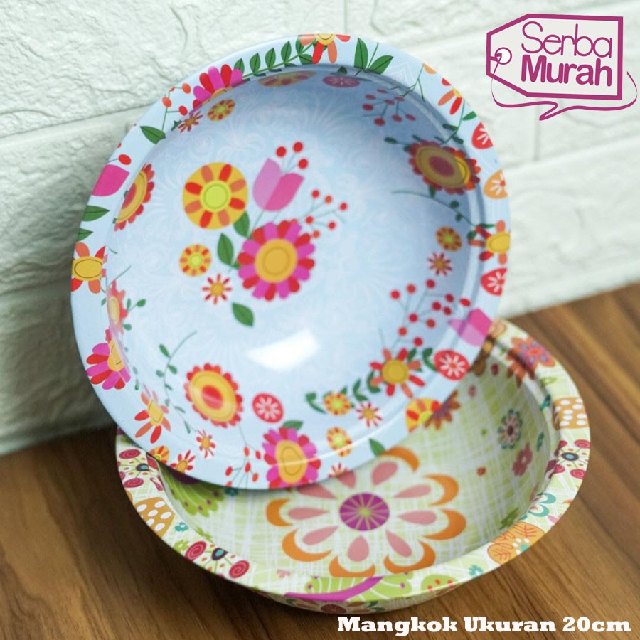 Baskom Enamel Motif Bunga Warna Random - Mangkok Cantik Wadah Penyimpanan Serbaguna