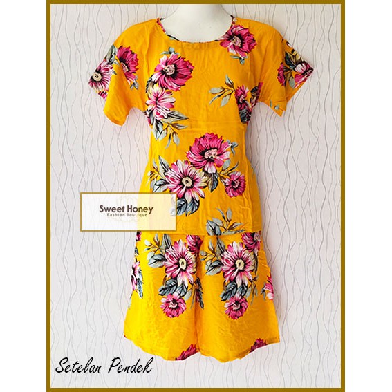Sweet Honey ~ Grosir Setelan Pendek Tie Dye Bali dan Motif Bunga Piyama Tiedye