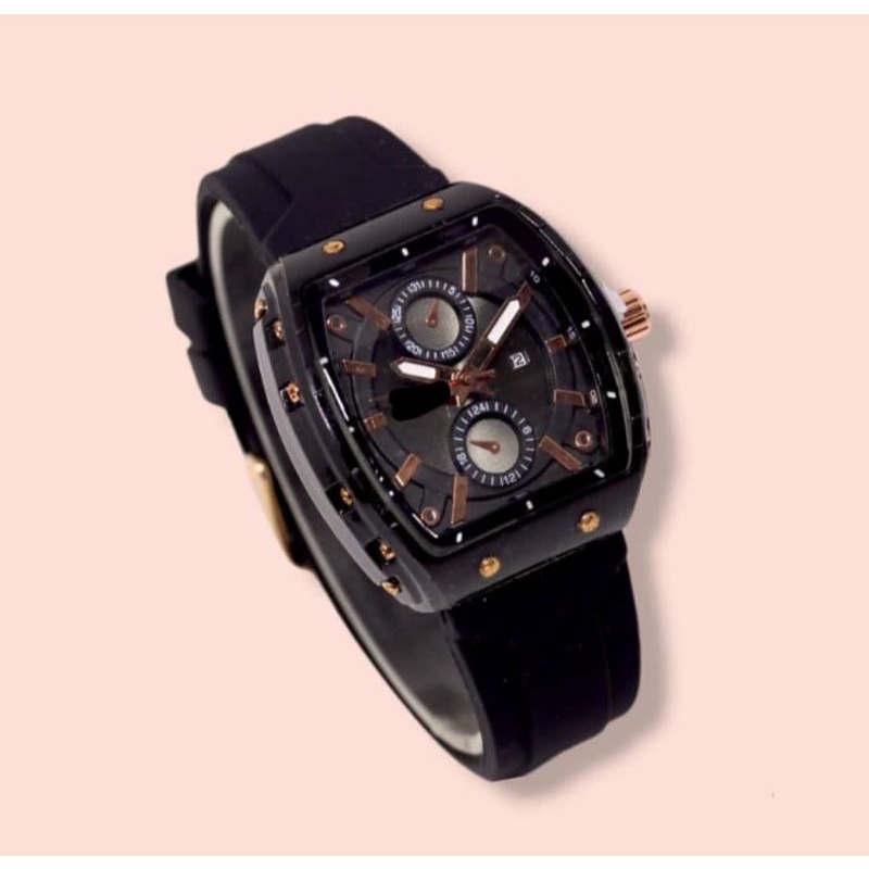 (Cod)Jam Tangan Wanita Fashion Hushpuppies  Casual Tangal Aktif Kota New Top Murah Strap Rubber/Karet(Dikirim Jakarta)