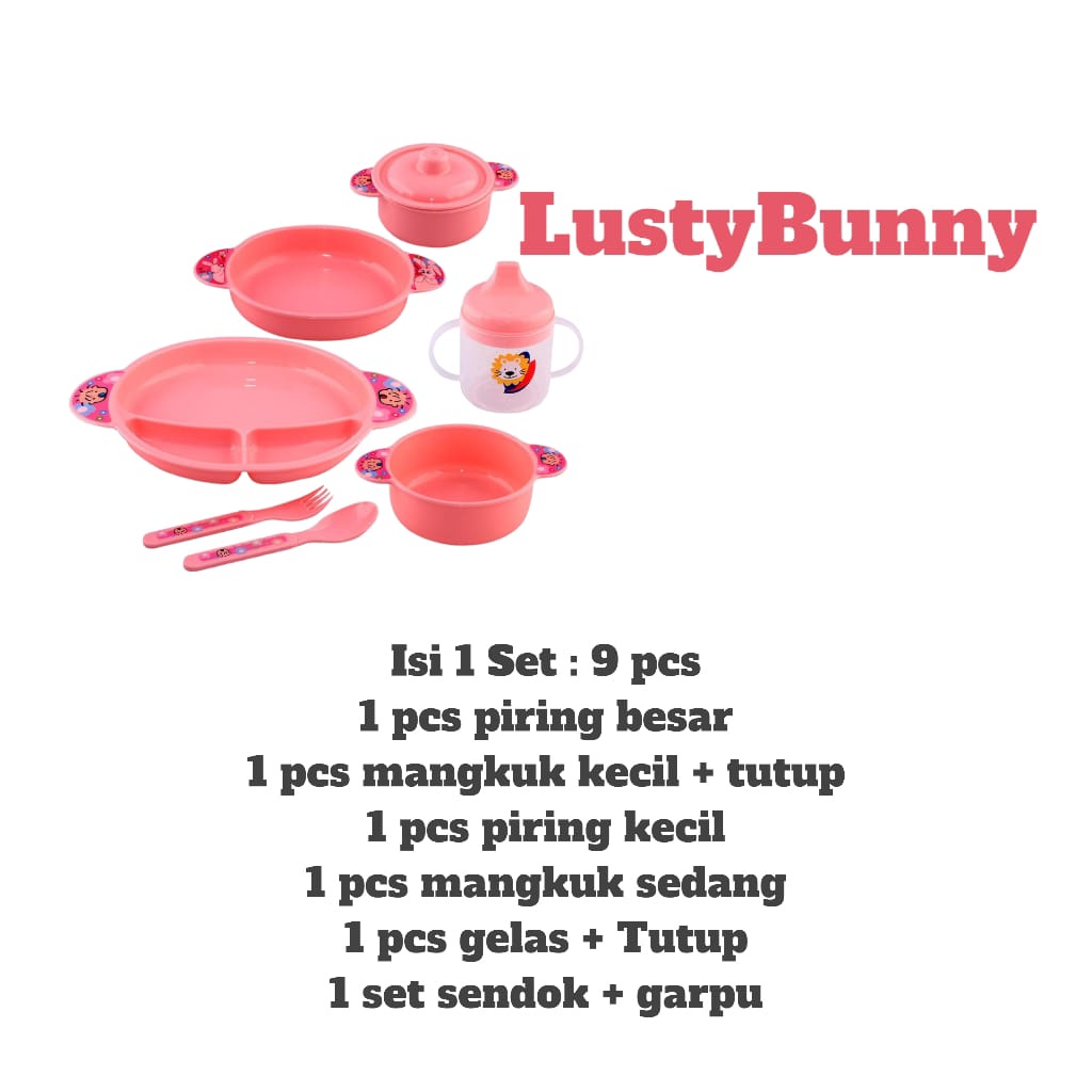 GloryBaby-Lusty Bunny Feeding Set 9 in 1 Perlengkapan Makan Bayi