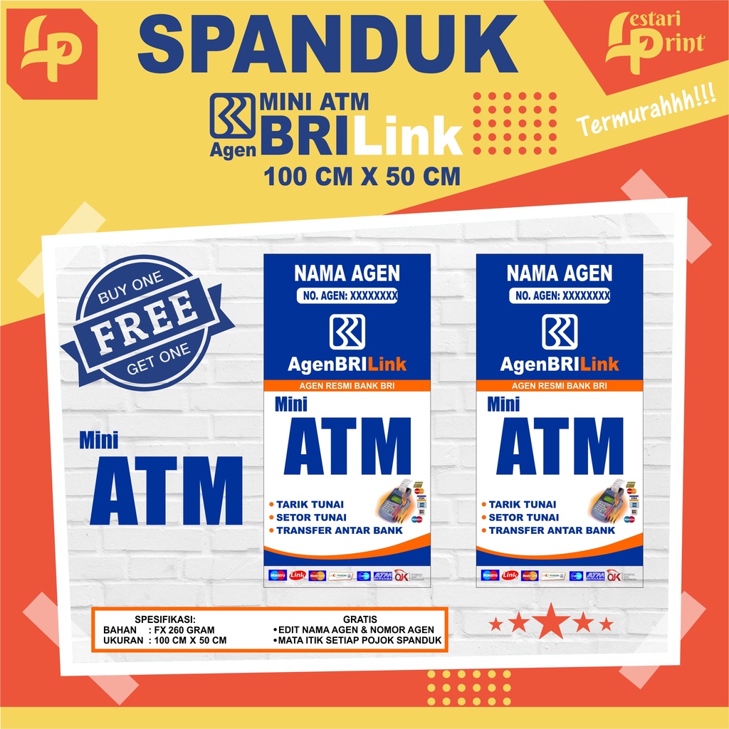 SPANDUK MINI ATM BRILINK BELI 1 GRATIS 1 / BANNER BRILINK