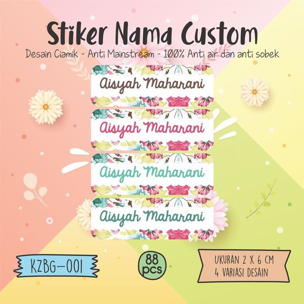 

Jual sticker label nama anak bunga flower cute funny pink vintage KZBG-001 Diskon