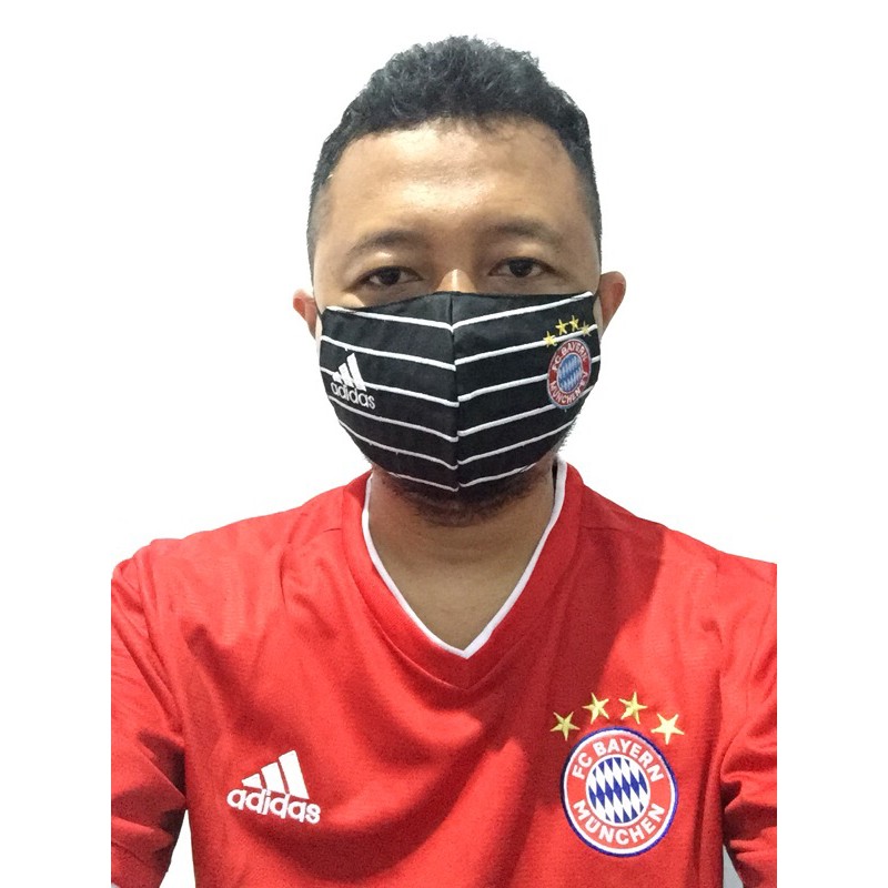 Masker Bordir Bola Munchen Kain Katun 3 Ply