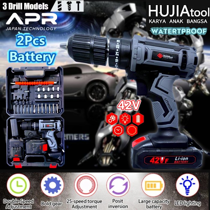Mesin Bor Cordless 13MM 42V Japan Tehnology Harga Promo