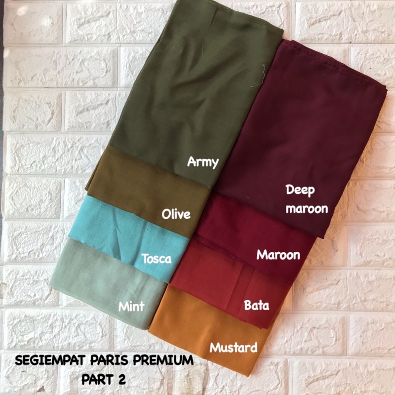 38 WARNA SEGIEMPAT PARIS VOAL PREMIUM ANTI LETOY JAHIT TEPI / HIJAB SQUARE KATUN PARIS UNTUK SEKOLAH JILBAB KERUDUNGTERMURAH LENGKAP WARNA