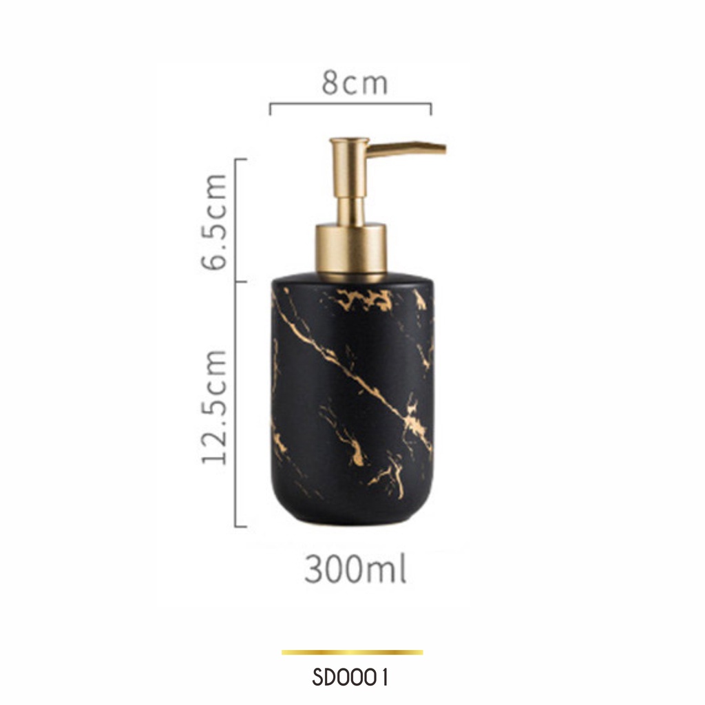 Refill Pump Bottle Marble Ceramic Matte Bath Soap Dispenser Botol Keramik Motif Marmer Sabun Cair