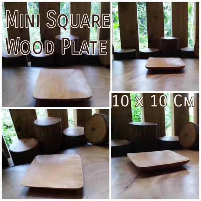 Square mini Wood plate 10x10 piring mangkok saji kotak Wooden bowl