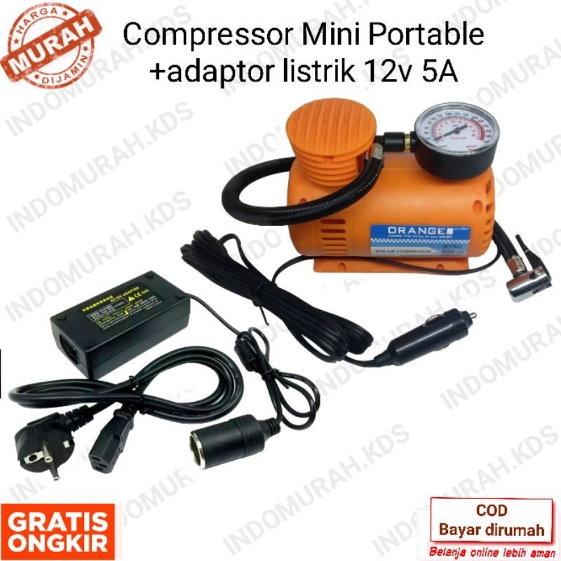 paket compressor Mini Power Listrik 300psi orange / Kompresor Mini airbush / mini Air Compressor DC