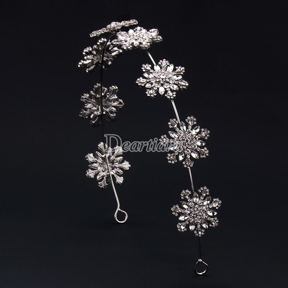 Fashion Horse Eye Alloy Rhinestone Small Snowflake Headband Bridal White Wedding Headdress Accessories