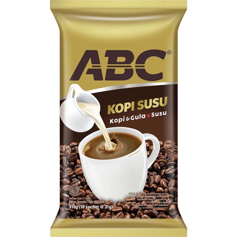 

ABC Kopi Susu 31 gr Sachet Pack (Isi 10 Sachet)