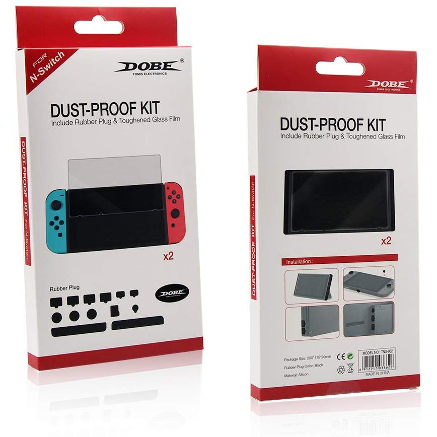 Nintendo Switch DOBE Dust Proof Kit + Tempered Glass