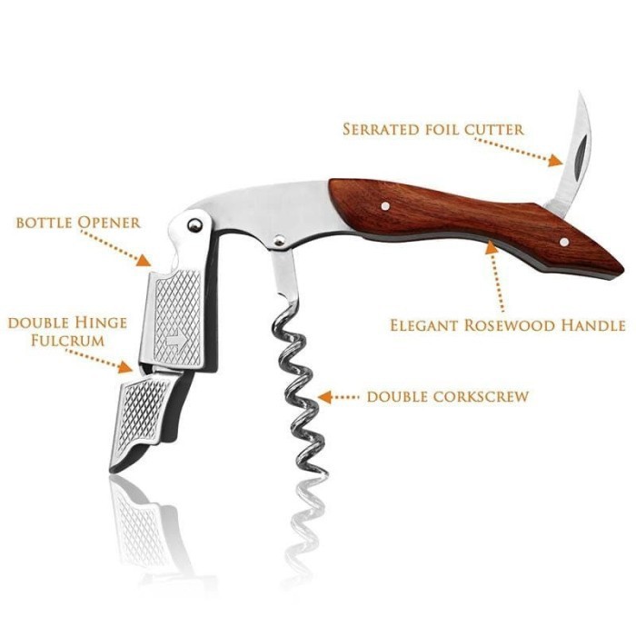 GOOD Wine Cork Opener Corkscrew Kayu Stainless Alat pembuka Botol Bartender