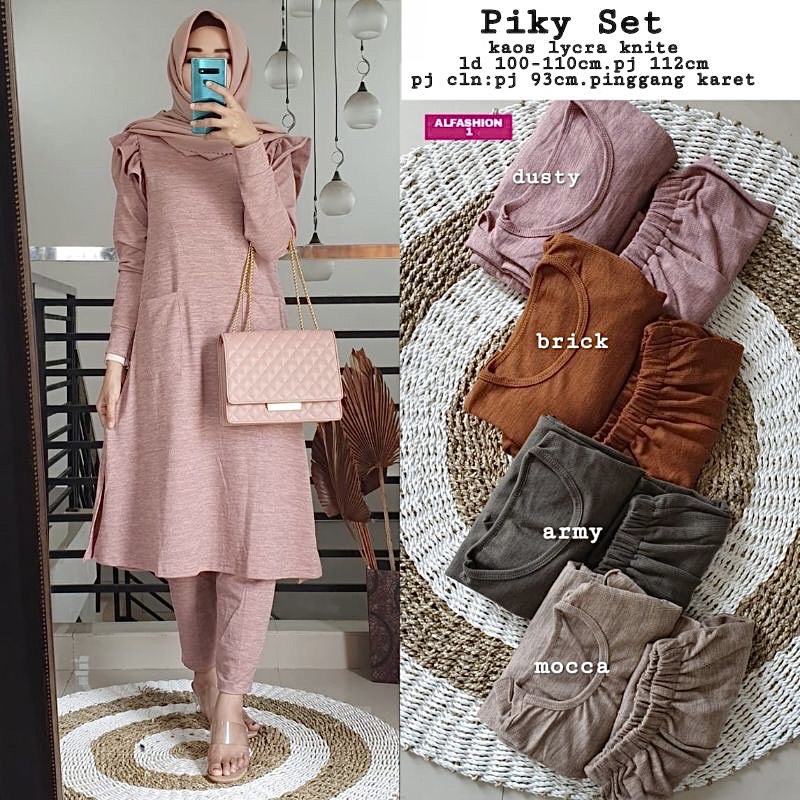 Piky Set - Set Setelan Lycra Knit Rajut LD105+ / SetCel One Set Rajut / 329-6620