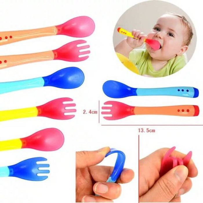 Sendok makan bayi baby safety spoon silikon heat sensing sensor panas