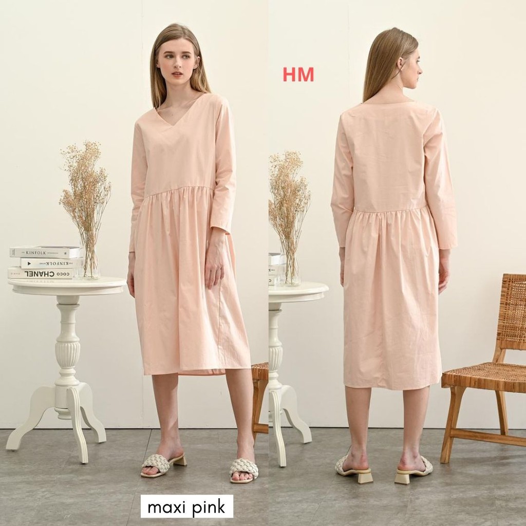 HM Maxi Dress Collection - Pakaian Wanita Original - Baju Lebaran Branded-Maxi Pink