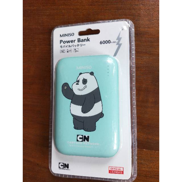 Powerbank Miniso 6000 mAh We Bare Bears - Grizzly (Hijau)