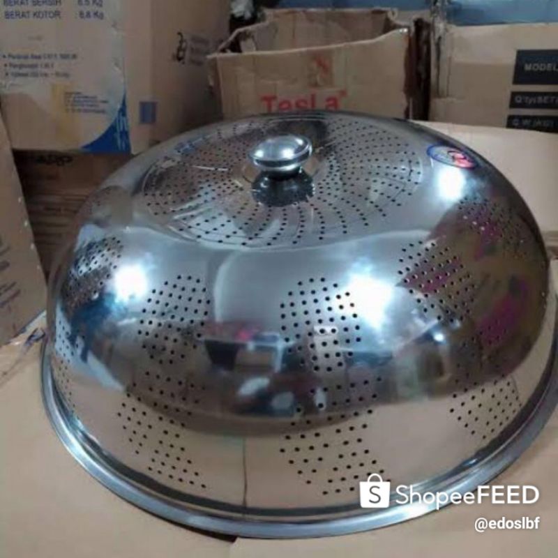 Tudung saji satinlis/tutup nasi stainlis Bonus entong plastik