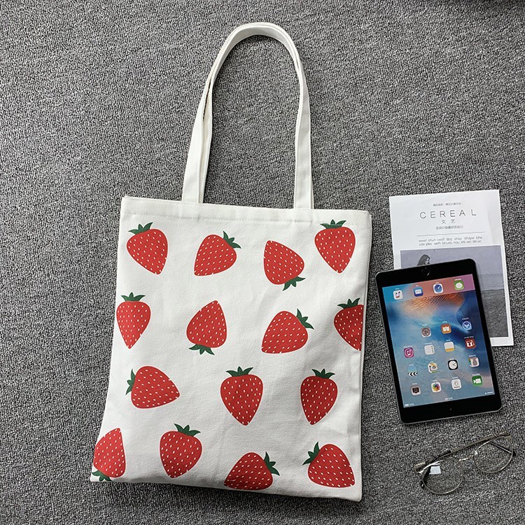 TC-120 tas canvas shoulder bag bahu korea jepang stroberi strawberry