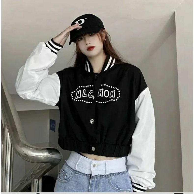 crop wanita baseball korean / varsity crop / MLC MOM CROP BASEBALL