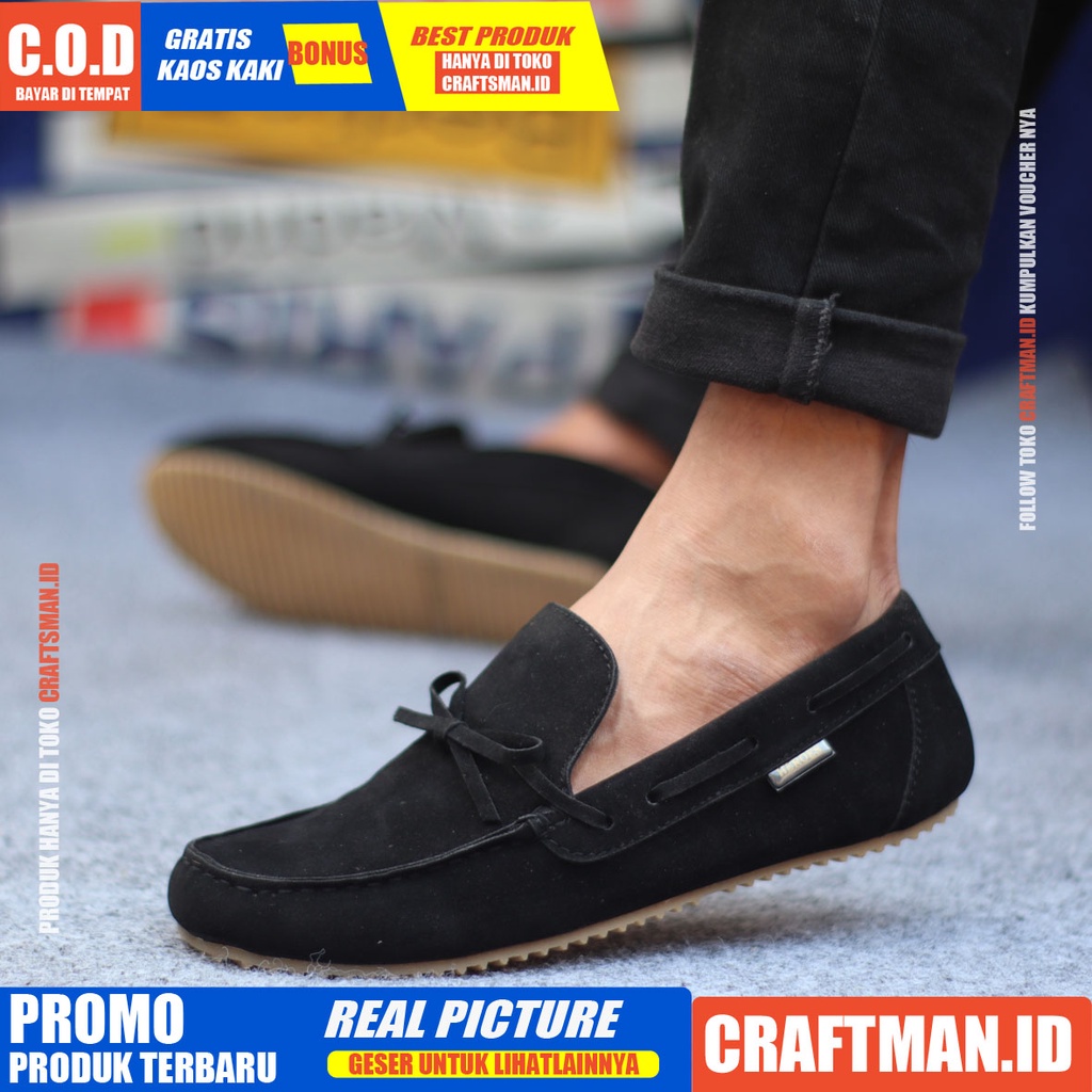 CELTIX - Sepatu Slip On Pria Sepatu Casual Pria Slop Sepatu Slip Antislip Kerja Kantor Cowo/Cowok Sepatu Kasual Semi Formal Kuliah Kondangan Gaya Santai Keren