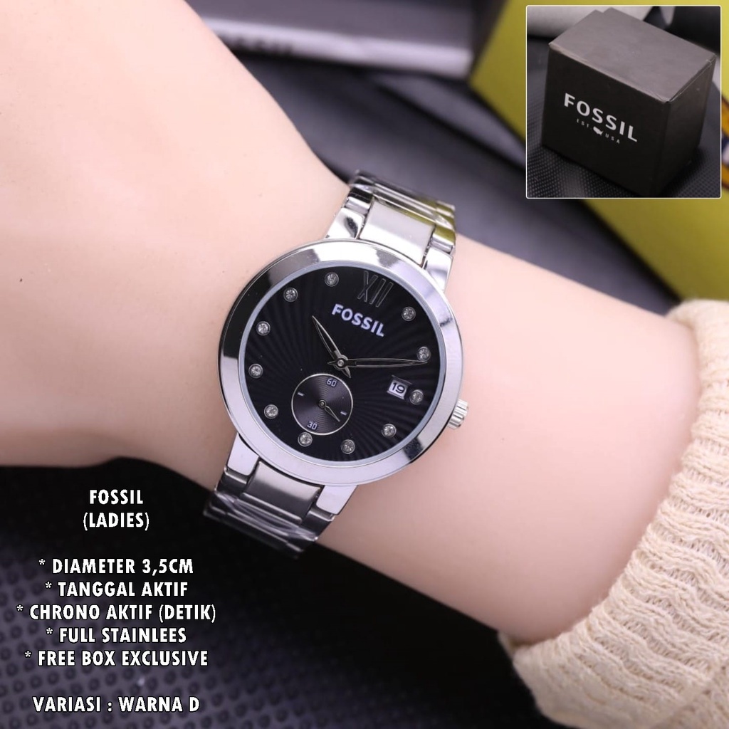 (BISA COD) JAM TANGAN WANITA FASHION RANTAI BODY BULAT TANGGAL &amp; CHRONO AKTIF