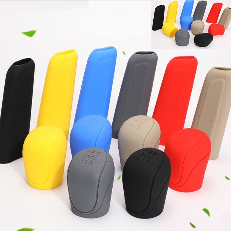 {LUCKID}Universal Car Gear Hand Shift Knob Cover Silicone Handbrake Non-Slip Protectors