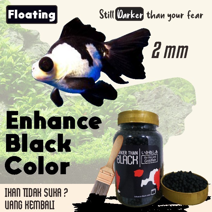 PELET DARKER THAN BLACK 2mm Makanan Pakan Hitam Ikan Goldfish Koi Koki