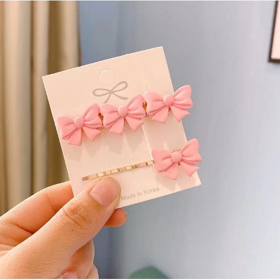 Jepit Rambut Korea Anak Perempuan Motif Pita Kecil 1 Set 2 Pcs Aksesoris Rambut Wanita motif Lucu Import AK132