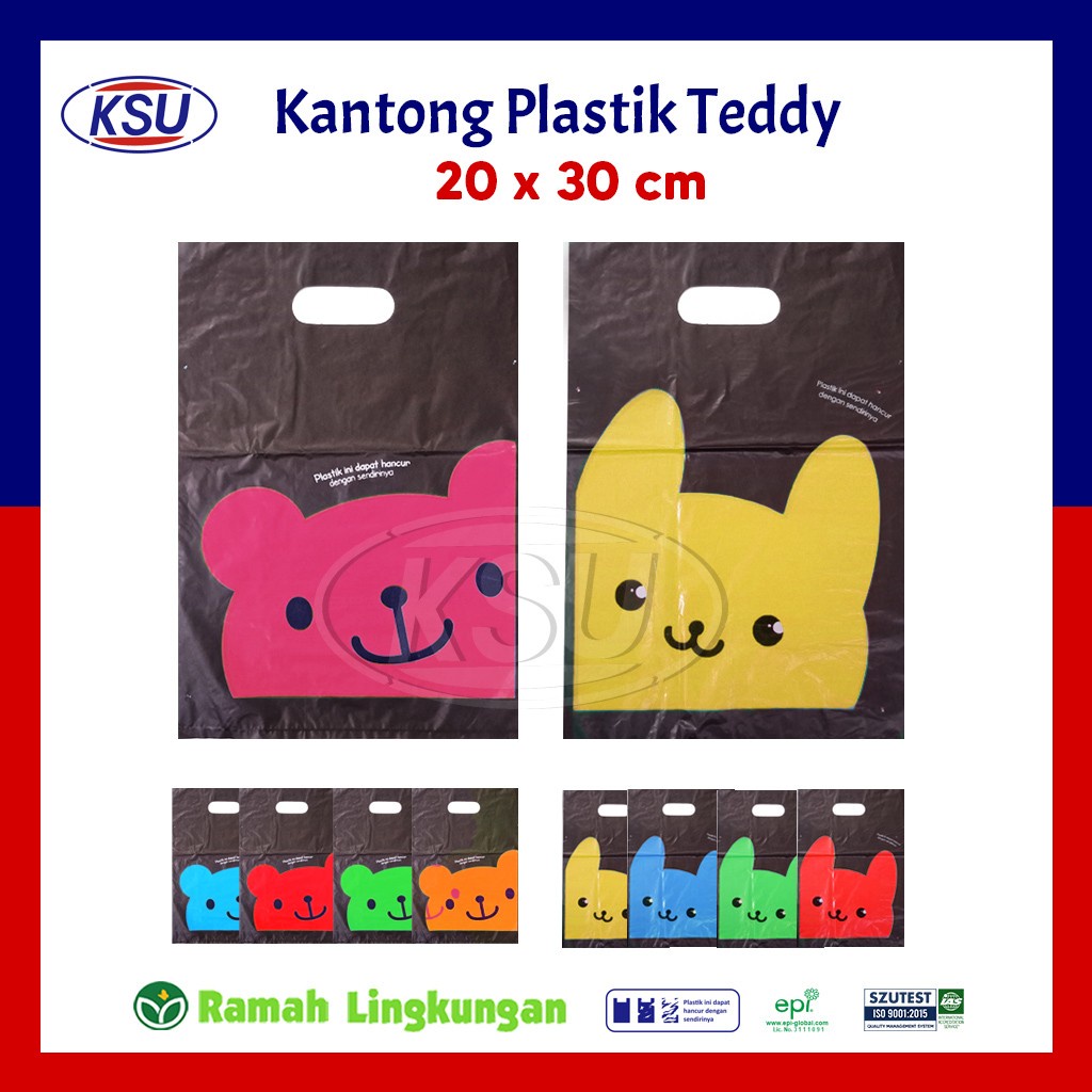 Kantong Plastik Hd Oval Teddy Bear uk 20/kresek lucu/kantong plastik character isi 40lbr