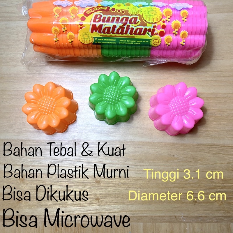 Cetakan Kue Kukus Matahari Plastik 12 pcs / Cetakan Sunflower / Cetakan Puding Agar Jelly / Cetakan Putu Ayu / Cetakan Bolu Matahari Sunflower