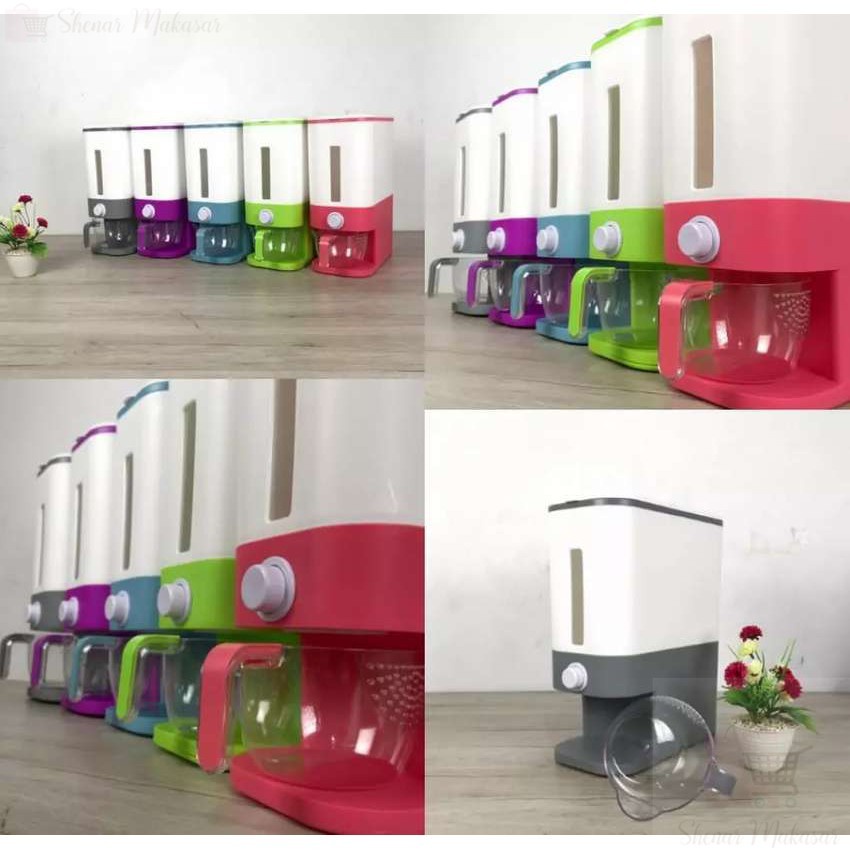 RICE BOX DISPENSER/TEMPAT BERAS OTOMATIS ANTI HAMA DAN KUTU TIDAK LEMBAB FREE CANGKIR KAPASITAS 12KG