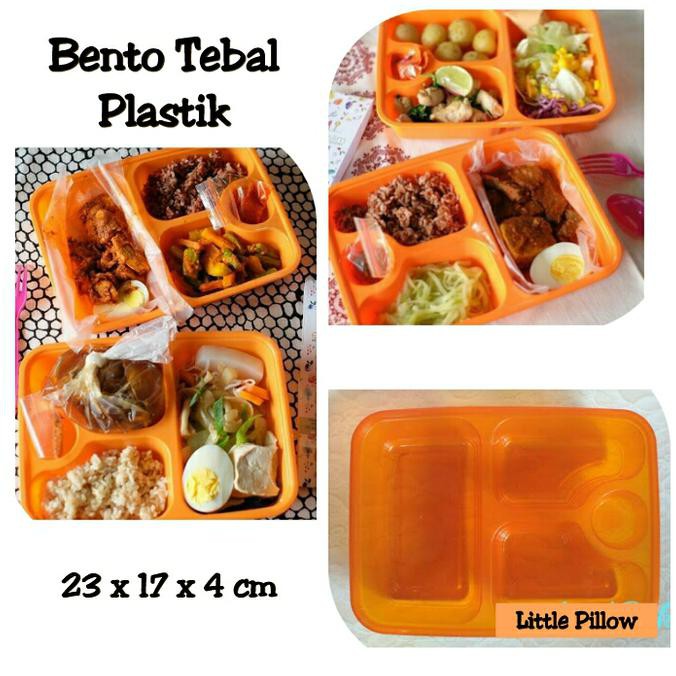 BENTO PLASTIK TEBAL OREN / TRAY BENTO / LUNCH BOX / BENTO BOX PLASTIK LPO-966