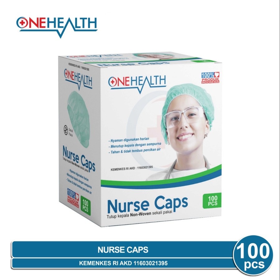 OneHealth Nurse Cap isi 100pcs -Topi Perawat Pelindung Kepala Hair Mob