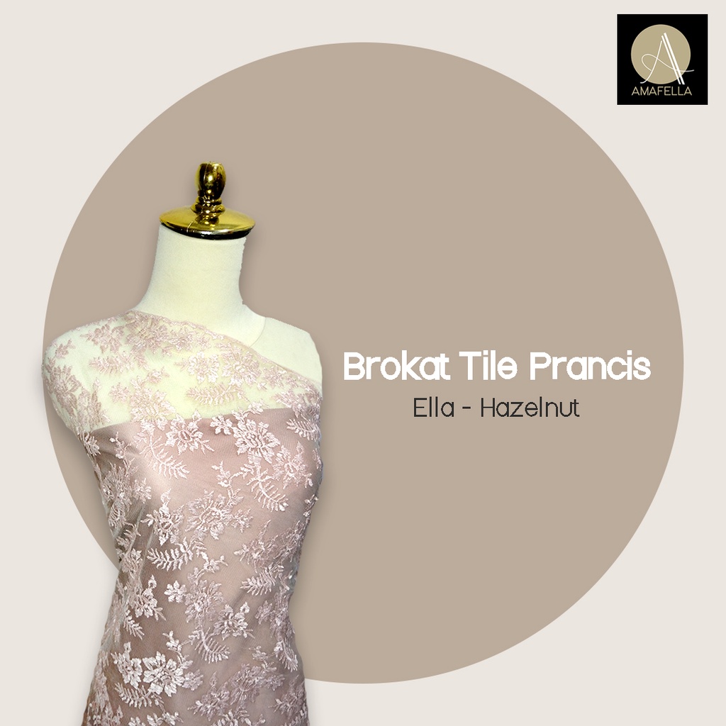 1/2 meter Kain Brokat Prancis Premium Bahan Kebaya Motif Ella