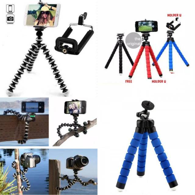 (NCS) Tripod Gorilla Pod Gorillapod Gorila Gorilapod Octopus Gurita + Holder U HP Kamera Camera Size S M L Tripod spon