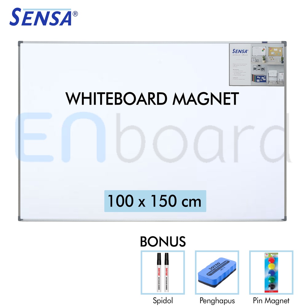 

Papan Tulis Whiteboard / White Board Gantung Magnet Single Face Sensa 100 x 150 cm