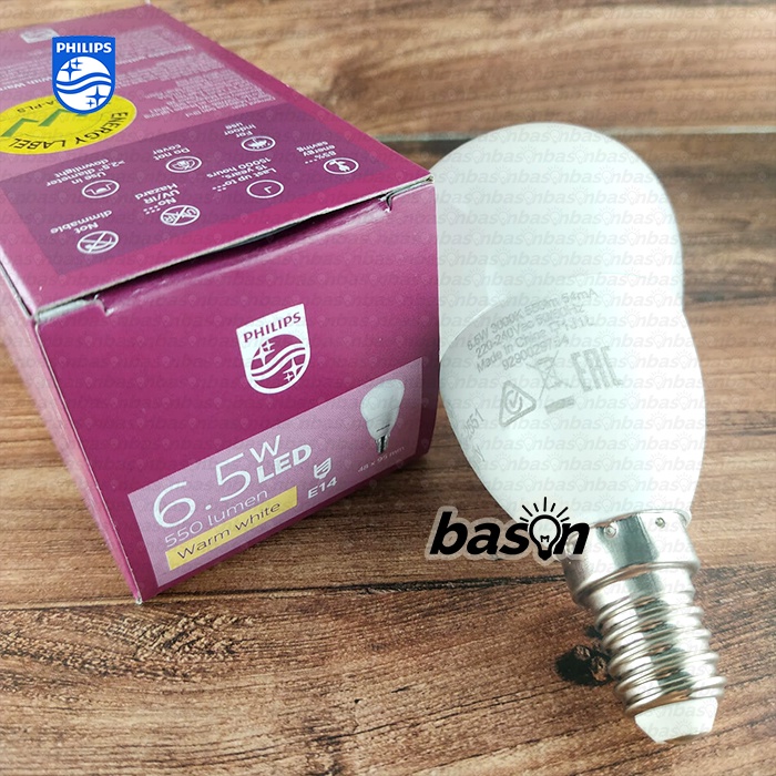 PHILIPS LED Bulb E14 6.5W 220V P50 550lumen - 3000K atau 6500K