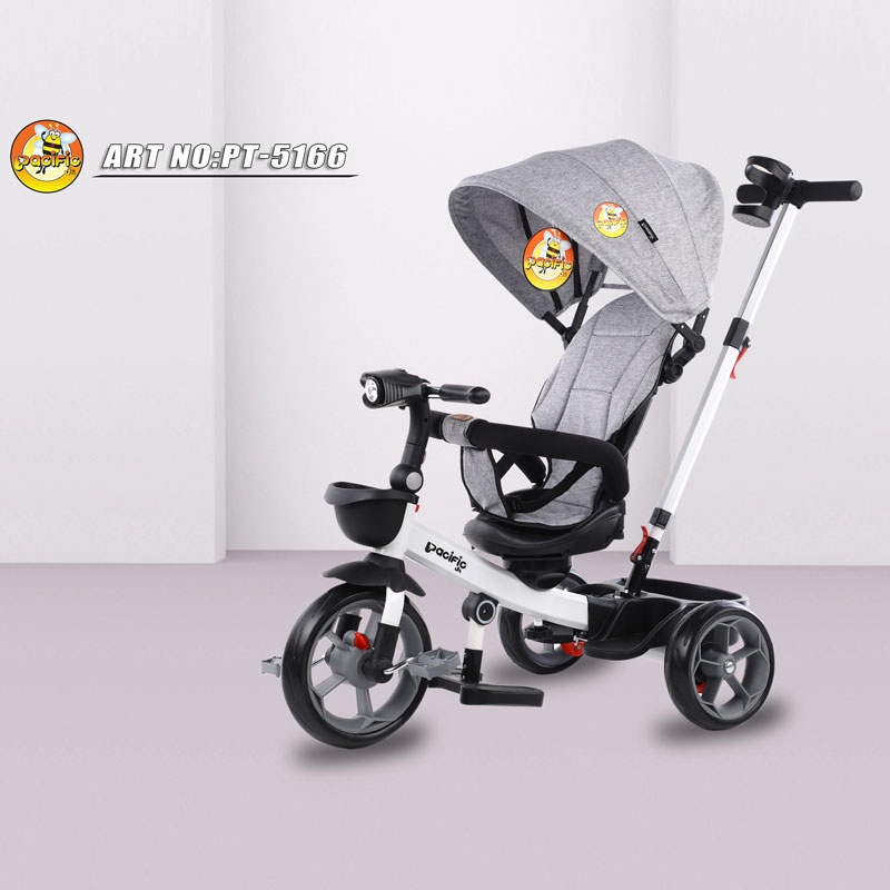 Sepeda Anak Bayi Balita Dorong Roda 3 Tricycle Pacific PC5166 Kursi Bisa Berputar-Gray
