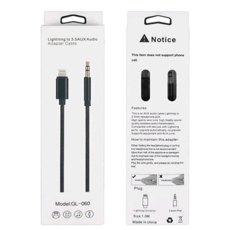 GL-060 Kabel AUX IPHONE Konverter Audio Lightning to Jack AUX 3.5mm