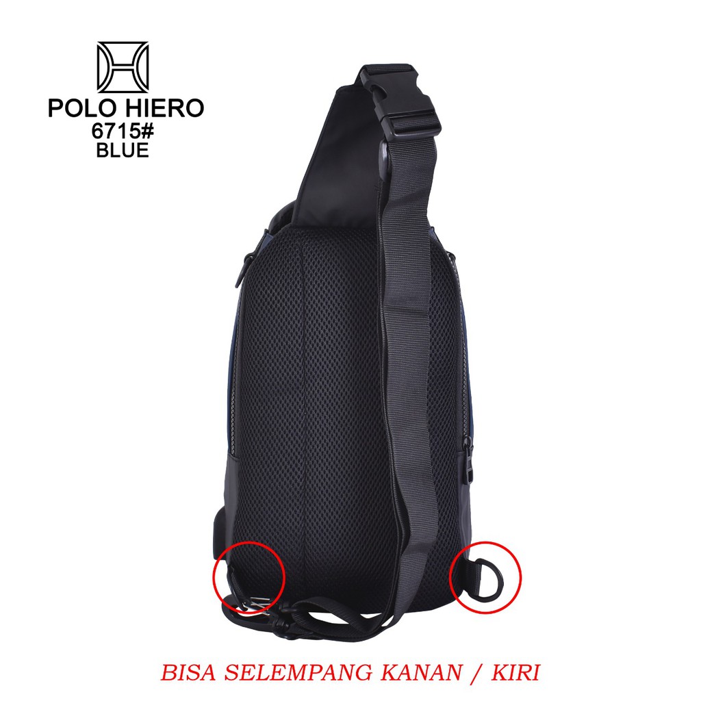 NEW Water Resistant Tas Selempang Polo Hiero 6715 Bisa Ransel&amp;Selempang [Free Kabel USB Extension]