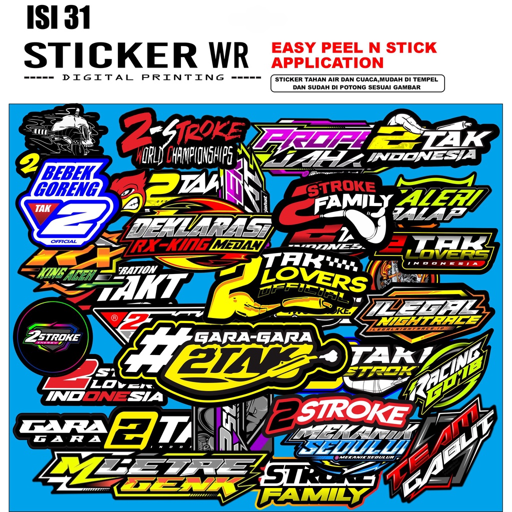 STICKER PACK SPONSOR 2 TAK STIKER 2 TAK 2 STROKE BEBEK GORENG DEKLARAS RX-KING VINYL HOLOGRAM
