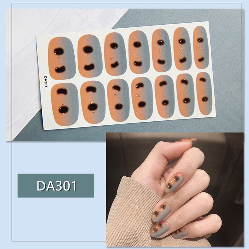 Da301-320 14pcs/lembar Stiker Kuku Palsu 3d Bronzing Untuk Nail Art Diy