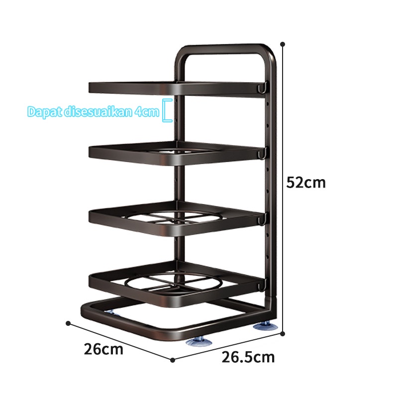 Rak Panci Wastafel Dapur Di Bawah Rak Rak Pot Rak Panci Susun Rak Bawah Wastafel Rak Dapur Stainless Steel (3/4/5 Tingkat)