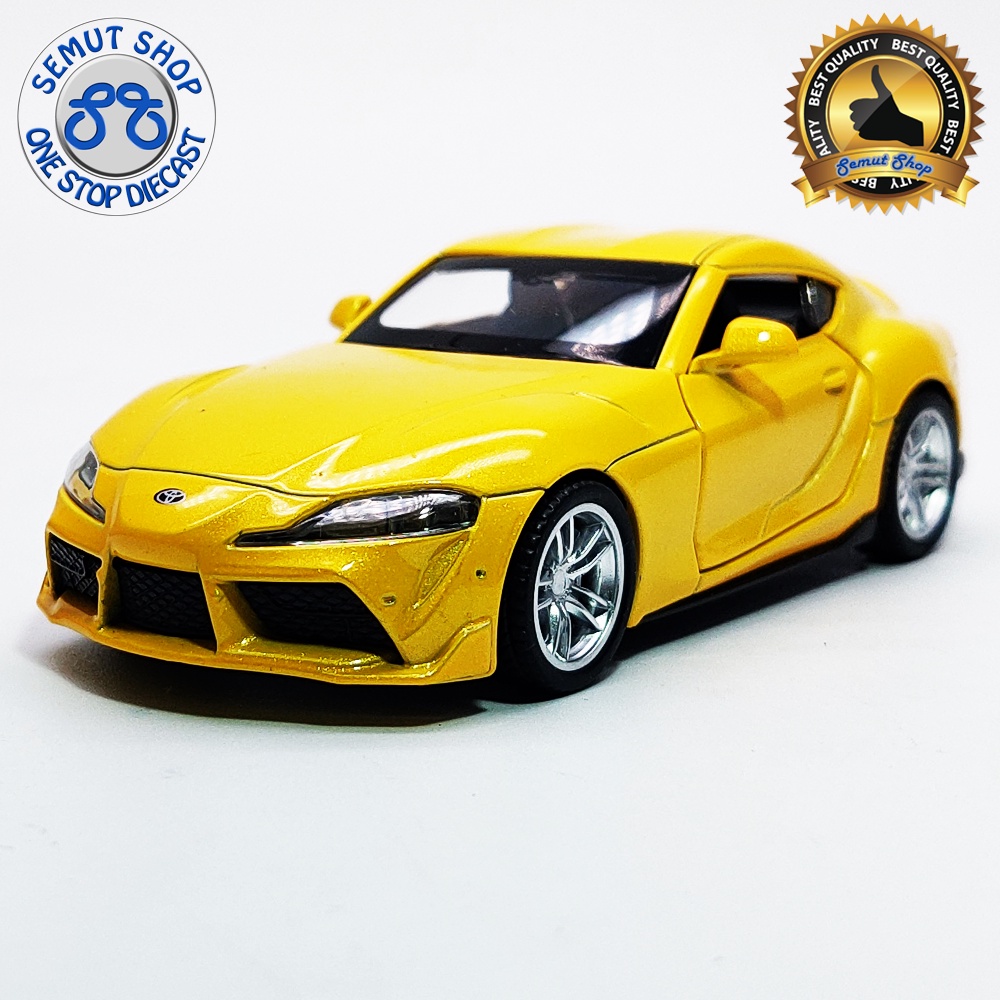 Apolo MSZ Toyota GR Supra 2021 Metalic Yellow Miniatur Diecast Mobil Toyota GR Supra tahun 2021