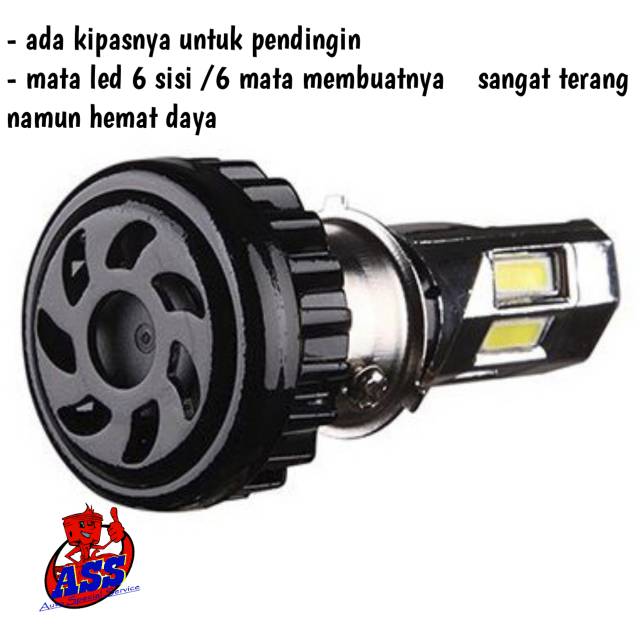 LAMPU LED MOTOR RTD M02E 35W 6 SISI PUTIH TERANG HEMAT DAYA 3500 LUMENS LED RTD LAMPU LED PALING TERANG UNIVERSAL SOKET H6 H4-4
