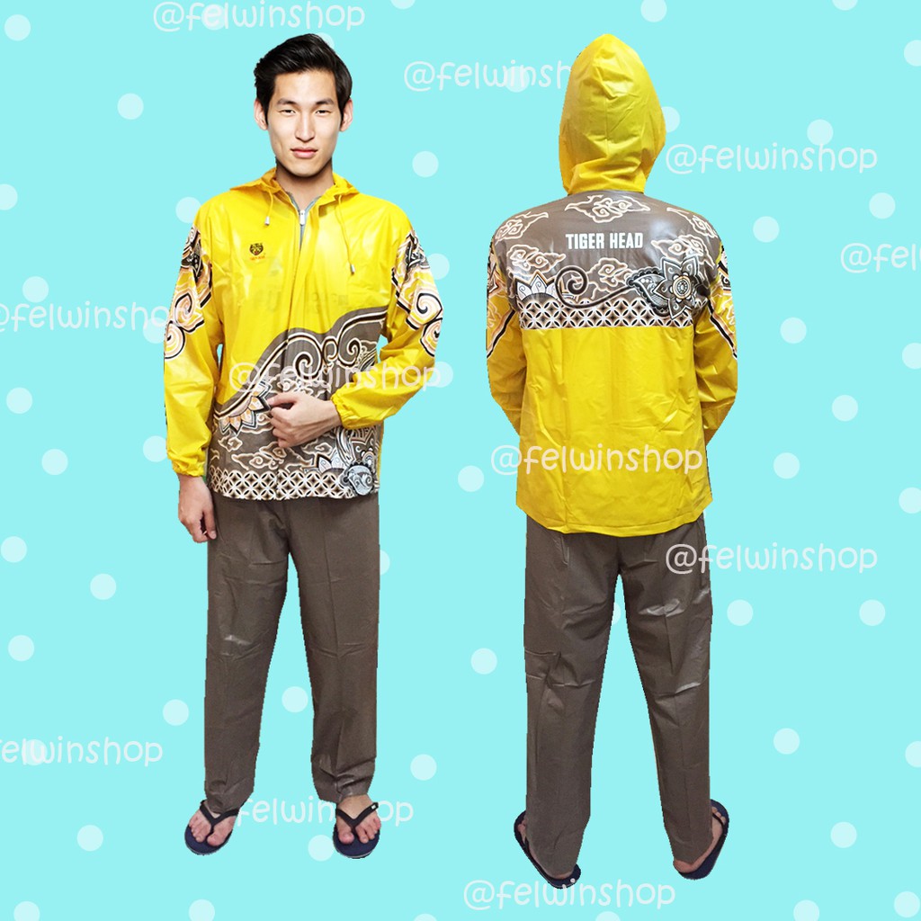 Jas Hujan Setelan Batik Dewasa Tiger Head Mega