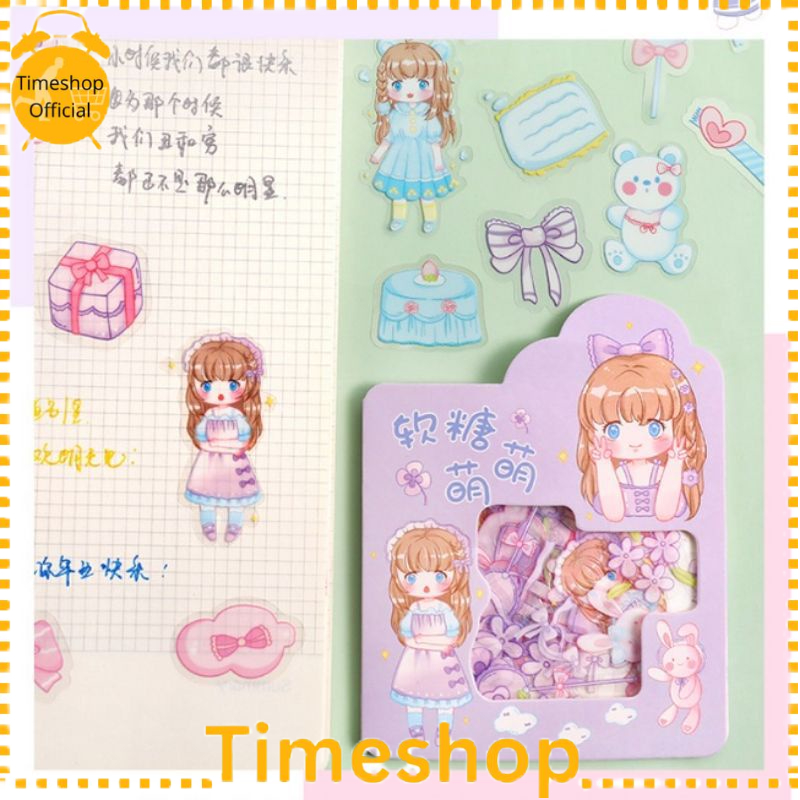 

TS 45 Pcs Sticker Bear and Bunny Cute Girl Lucu Imut Deco Sticker Planner DIY Scrapbook Stiker